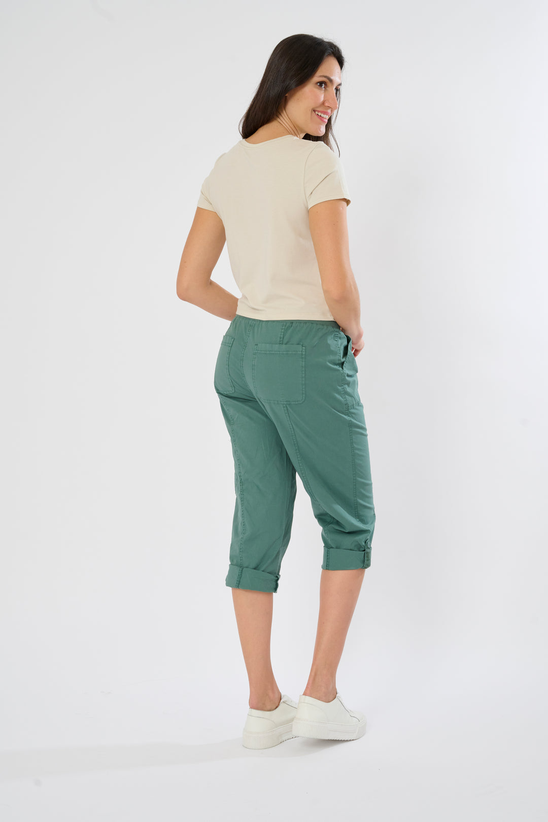 Poplin Roll Up Hem Capri