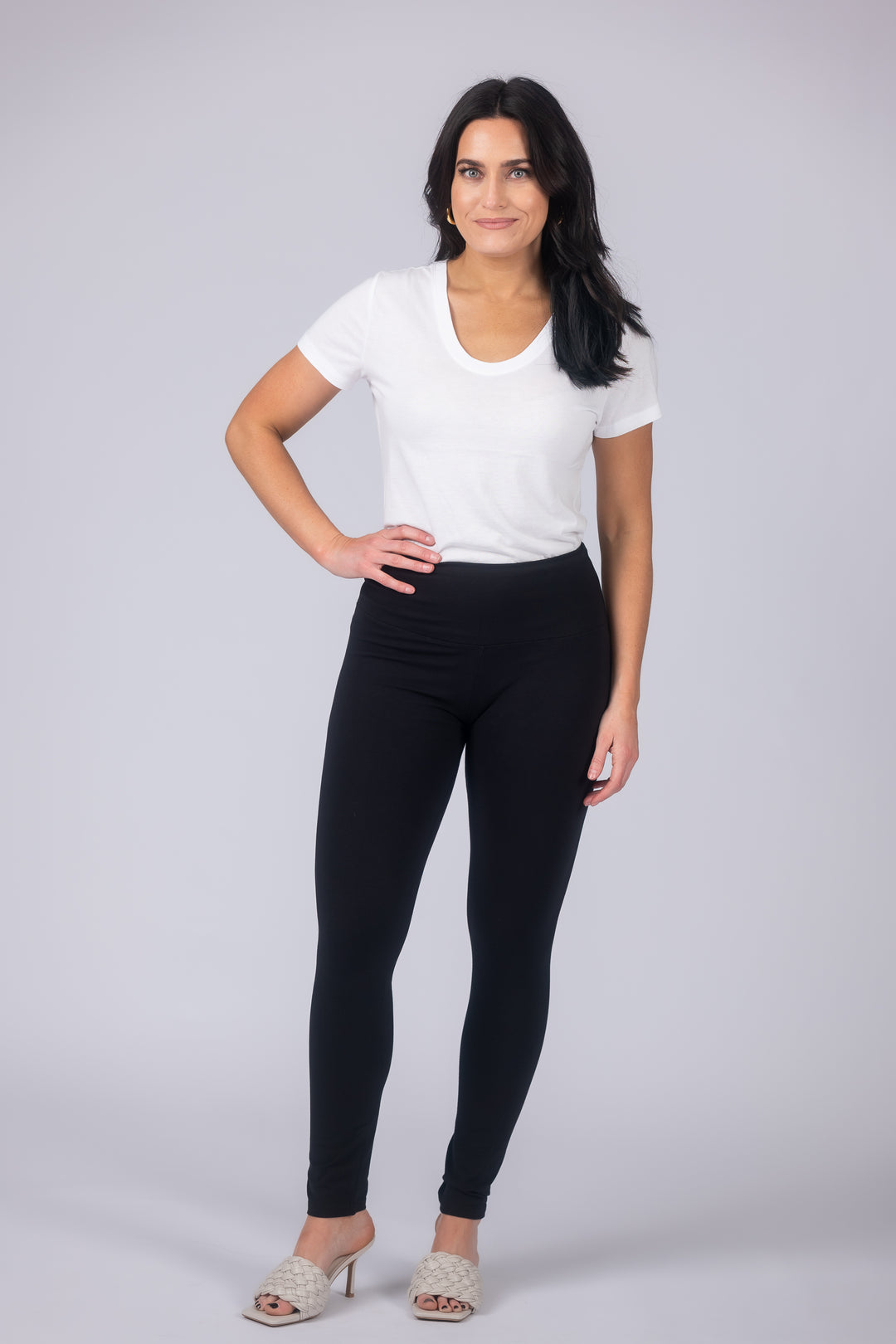 EttelLut Cotton Spandex Full Leggings Pants Activewear for Women White XL 